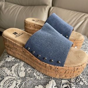 Denim platform sandals
